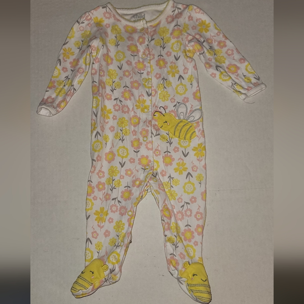Child of mine bumble bees flowers bee footed pj's pajamas snaps  3 6 months